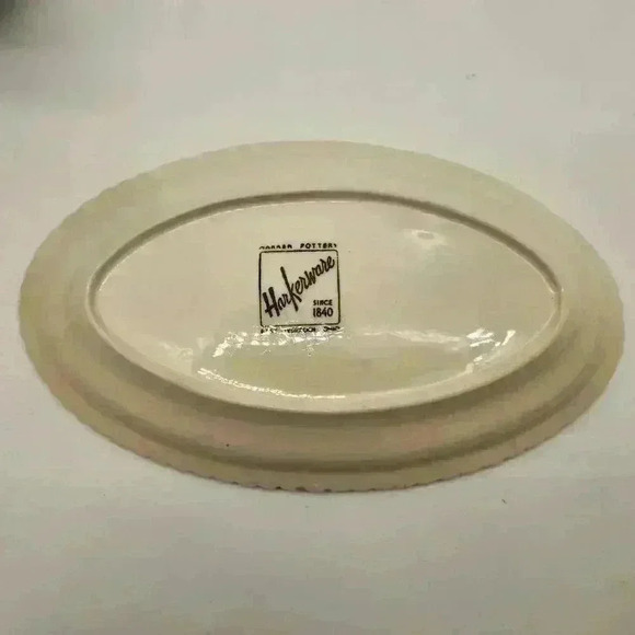 Vintage 1950s Harkerware Corinthian Pattern Gravy Boat & Platter No Chips/Cracks - Picture 9 of 10